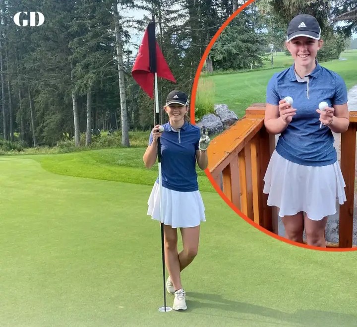 A 14-year-old Canadian golfer scores two holes in a round of a club championship.