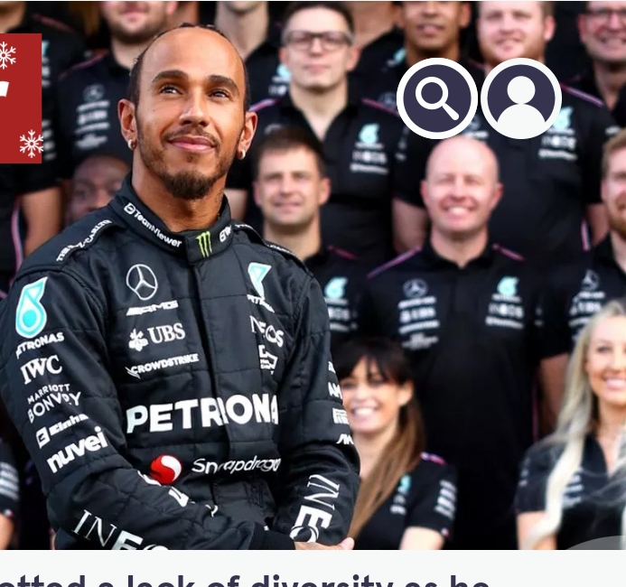 Lewis Hamilton noticed a lack of diversity in Formula 1 when he posed for Mercedes’ end-of-season photo.