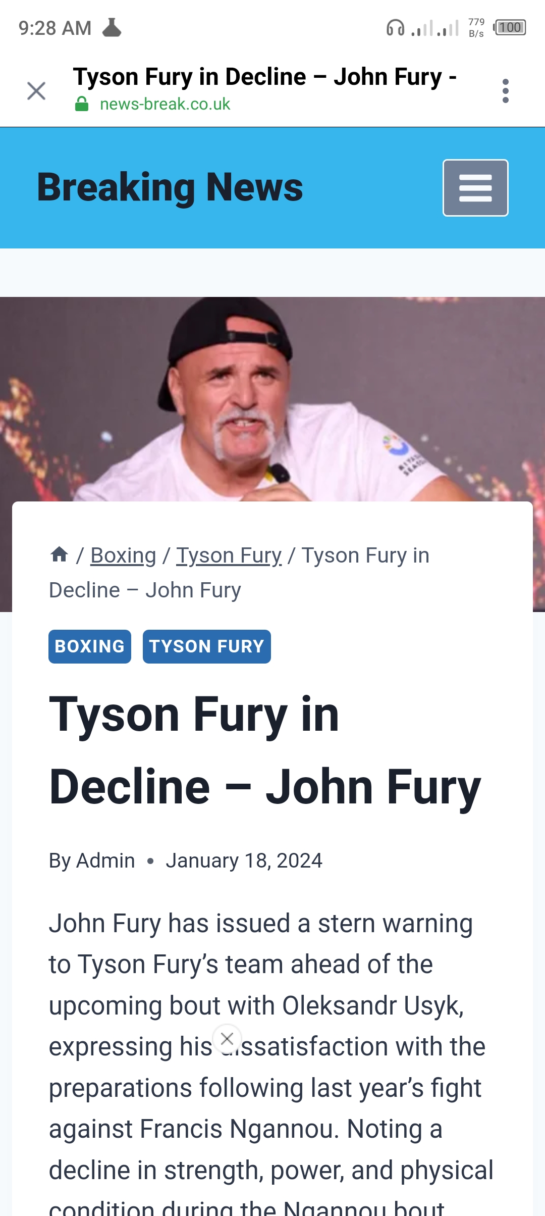 Boxing / Tyson Fury / Tyson Fury in Decline – John Fury