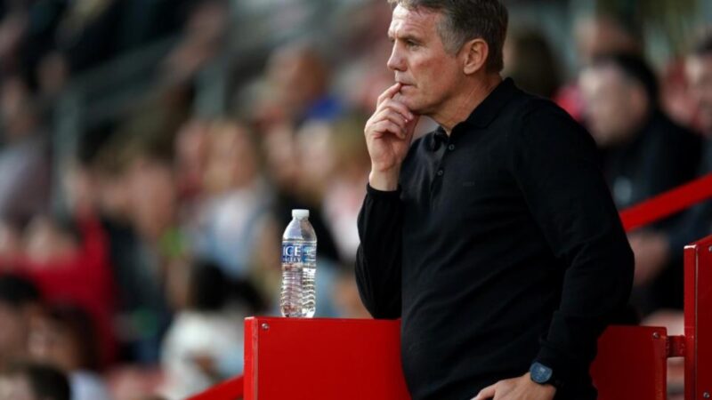 Wrexham manager Phil Parkinson watches the Carabao Cup first round match at Stoke Racecourse in Wrexham