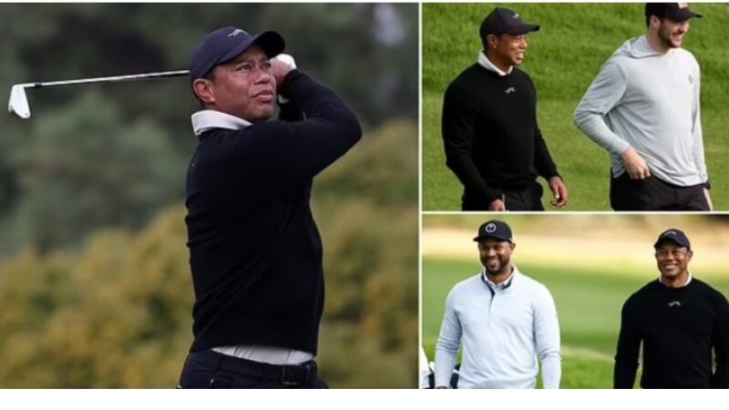 Tiger Woods eagles the first hole as he tees it up with NFL quarterback Josh Allen and MLB outfielder Aaron Hicks in the Pro-Am ahead of return to action at the Genesis Invitational