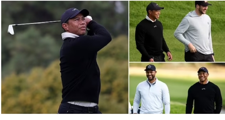 Tiger Woods eagles the first hole as he tees it up with NFL quarterback Josh Allen and MLB outfielder Aaron Hicks in the Pro-Am ahead of return to action at the Genesis Invitational