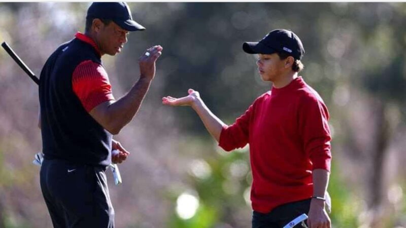 surprised Charlie Woods challenged his dad tiger woods who’s going to win????