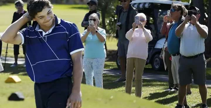 Tiger Woods’ son Charlie besieged by fans during PGA Tour qualifier