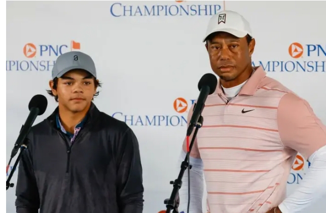 Tiger announces he will caddie for son charlie when he wins place in the Golf Championship, really?