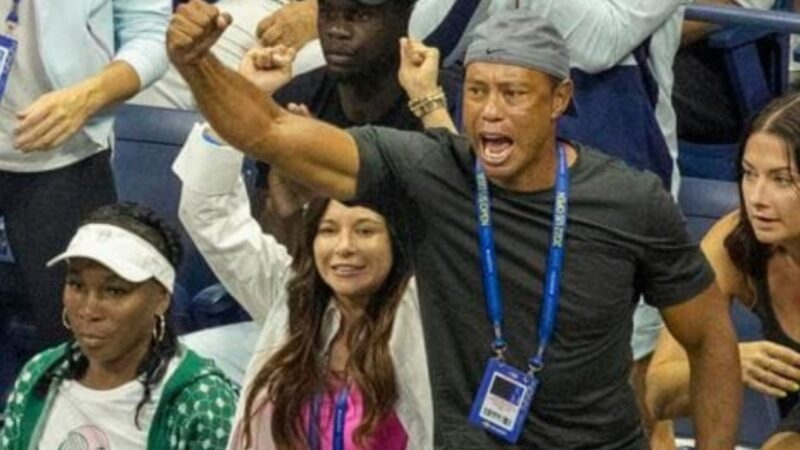 Golf legend Tiger Woods supports iconic tennis player Serena Williams in final US Open match