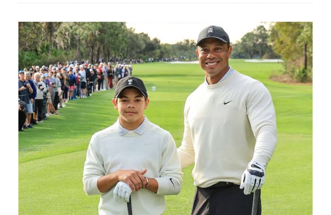 Tiger woods son Charlie Axel Woods celebrates his father as the young teenage boy expresses feelings as he promise his Dad to…