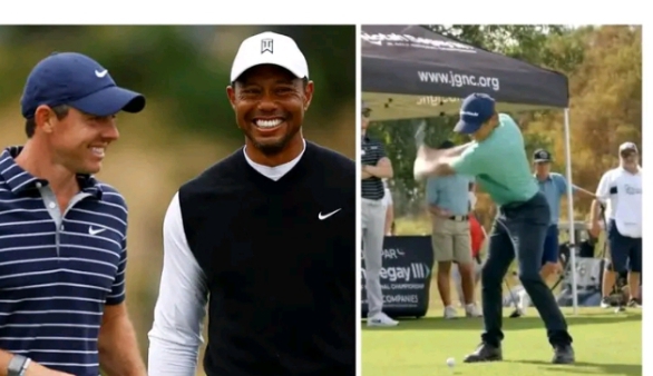 Watching Charlie Woods swing the club, Tiger Woods had to shout : “DON’T COPY ME, COPY RORY MCILROY!”