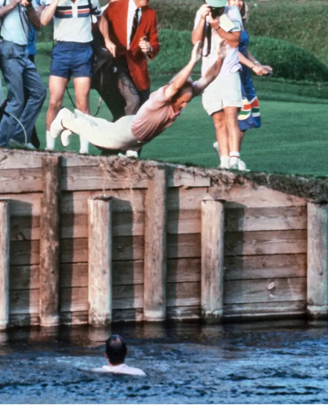 Jerry Pate crazy celebration after winning the first Players Championship held at TPC Sawgrass.