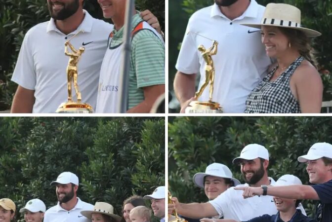 Scottie Scheffler celebrates his second THEPLAYERS Championship with friends and family. ❤️ link contains video.