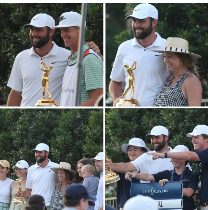 Scottie Scheffler celebrates his second THEPLAYERS Championship with friends and family. ❤️ link contains video.