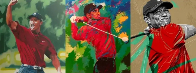 Fan artist painted a picture of tiger woods in action 🥰 , See what tiger gave him.