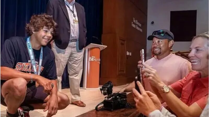 Charlie woods has some bling on his finger as he Celebrates his high school golf ⛳