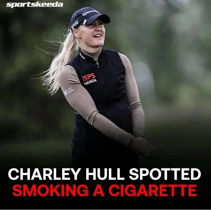 Charley Hull spotted smoking a cigarette while signing fan autographs at the US Open which is not…..