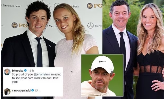 Rory McIlroy’s ex-fiancee Caroline Wozniacki reacts to Brooks Koepka’s… see more in comment
