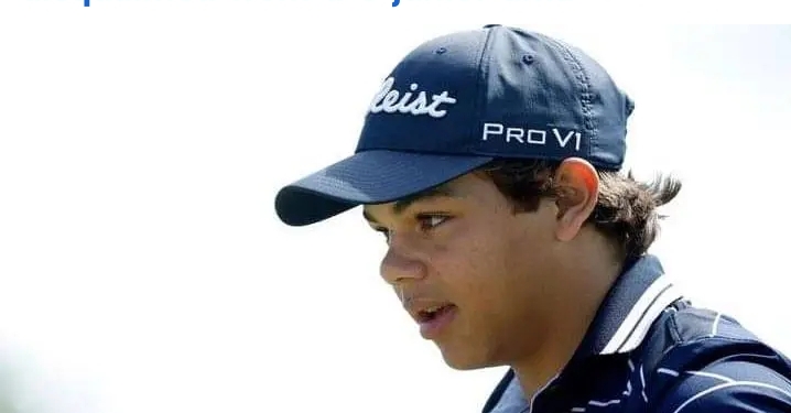 Needed to win: Charlie Woods cries after being disqualified from the US Junior Championships after a hard-fought battle