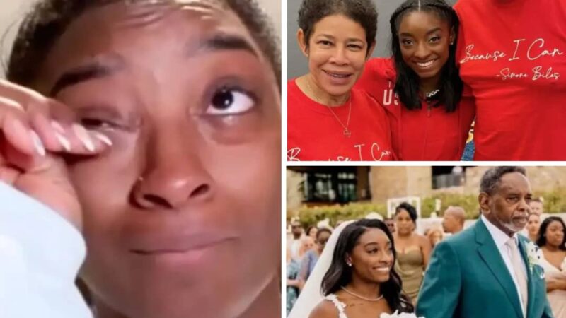 Simone Biles’ proud grandpa walked her down the aisle  He became her real dad when he adopted her after her biological mum starved her 