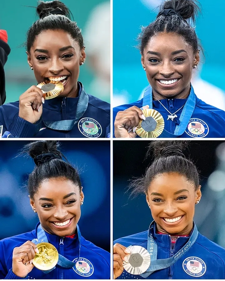 congratulations to Simone Biles for finishes her Paris Olympics with three golds and a silver 🥇🥇🥇🥈