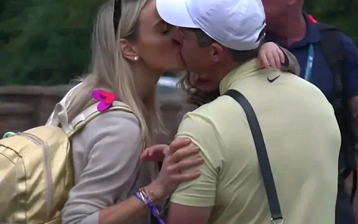 Rory McIlroy kisses wife Erica Stoll with marriage appearing back on track after golfer did U-turn on divorce