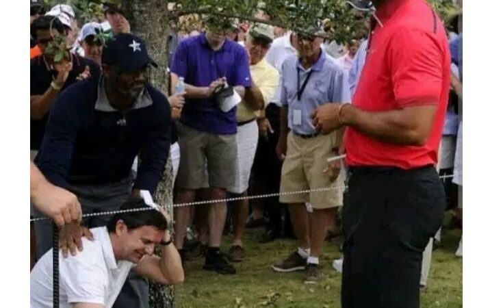 breaking news;Tiger Woods disqualified for hitting fan in the head for calling him a loser.. full details below