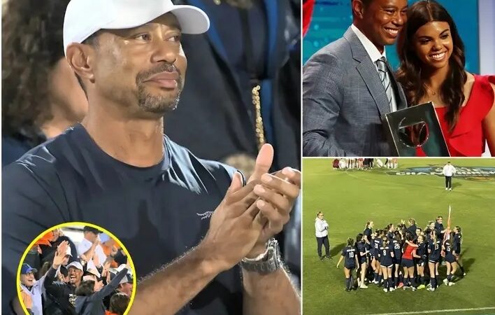 Tiger Woods jubilant in the crowd as his daughter Sam wins the Florida state soccer championship and gifts the team an incredibly valuable present…