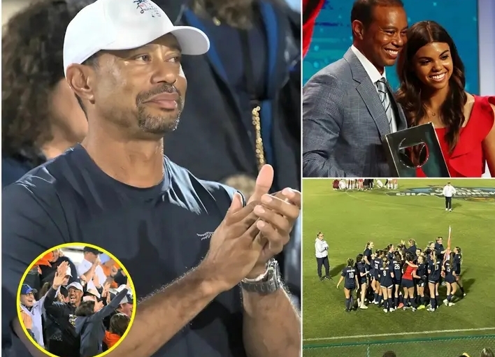 Tiger Woods jubilant in the crowd as his daughter Sam wins the Florida state soccer championship and gifts the team an incredibly valuable present…