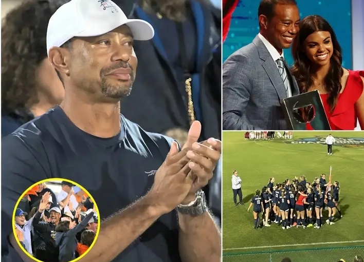 Tiger Woods jubilant in the crowd as his daughter Sam wins the Florida state soccer championship and gifts the team an incredibly valuable present